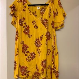Yellow flowered dress top